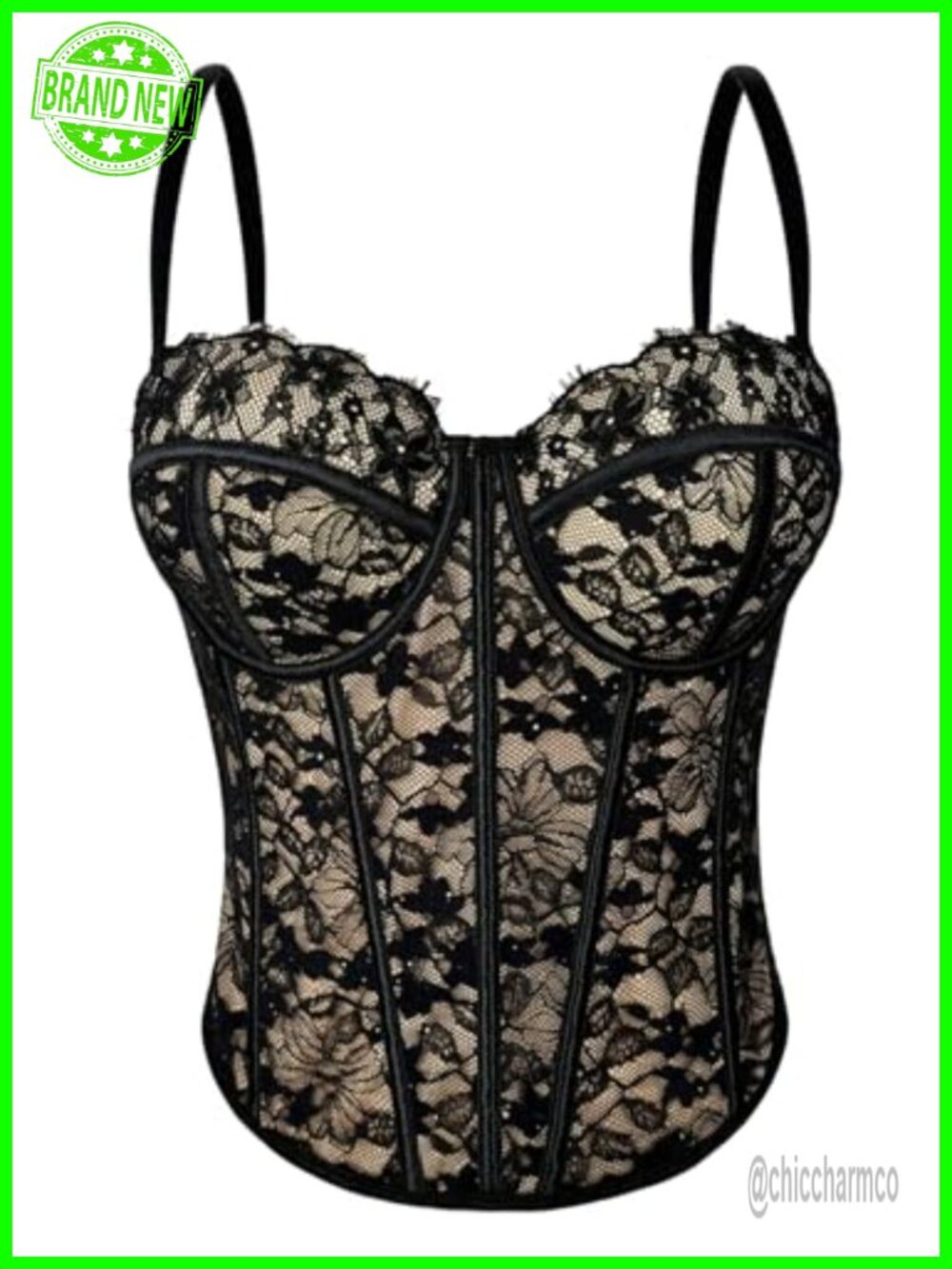 Lace Bustier Corset Cami Top Spaghetti Strap Party Clubwear